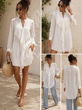 BCBGMAXAZRIA Sheer Ivory Tunic   ✨